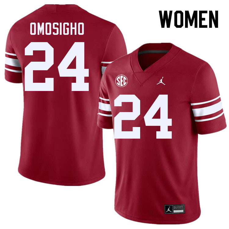 Women #24 Samuel Omosigho Oklahoma Sooners 2024 SEC Conference College Football Jerseys-Throwback